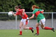 9 May 2009; Rhona Ni Bhuachalla, Cork, in action against Noelle Tierney, Mayo. Bord Gais Energy Ladies NFL Division 1 Final, Cork v Mayo, St Bridget's GAA Club, Kiltoom, Co Roscommon. Picture credit: Ray McManus / SPORTSFILE
