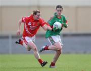 9 May 2009; Kathryn Sullivan, Mayo, in action against Briege Corkery, Cork. Bord Gais Energy Ladies NFL Division 1 Final, Cork v Mayo, St Bridget's GAA Club, Kiltoom, Co Roscommon. Picture credit: Ray McManus / SPORTSFILE