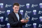 3 October 2015; Clare half forward Bobby Duggan with his team of the year award. during the Bord Gáis Energy U21 Team of the Year 2015. The Marker Hotel, Dublin. Picture credit: Matt Browne / SPORTSFILE
