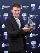 3 October 2015; Clare half forward Bobby Duggan with his team of the year award. during the Bord Gáis Energy U21 Team of the Year 2015. The Marker Hotel, Dublin. Picture credit: Matt Browne / SPORTSFILE