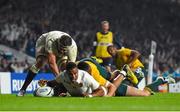 3 October 2015; Anthony Watson, England, scores his side's first try. 2015 Rugby World Cup, Pool A, England v Australia, Twickenham Stadium, London, England. Picture credit: Brendan Moran / SPORTSFILE