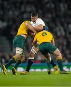 3 October 2015; Nick Easter, England, is tackled by David Pocock, left, and Scott Fardy, Australia. 2015 Rugby World Cup, Pool A, England v Australia, Twickenham Stadium, London, England. Picture credit: Brendan Moran / SPORTSFILE