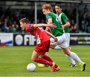 4 October 2015; Garry Buckley, Cork City, in action against Hugh Douglas, Bray Wanderers. Irish Daily Mail FAI Cup, Semi-Final, Bray Wanderers v Cork City, Carlisle Grounds, Bray, Co. Wicklow. Picture credit: David Maher / SPORTSFILE