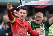 4 October 2015; Cork City's John Dunleavy celebrates at the end of the game. Irish Daily Mail FAI Cup, Semi-Final, Bray Wanderers v Cork City, Carlisle Grounds, Bray, Co. Wicklow. Picture credit: David Maher / SPORTSFILE