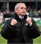 4 October 2015; Cork City manager John Caulfield celebrates at the end of the game. Irish Daily Mail FAI Cup, Semi-Final, Bray Wanderers v Cork City, Carlisle Grounds, Bray, Co. Wicklow. Picture credit: David Maher / SPORTSFILE