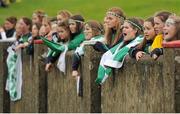 4 October 2015; St Patrick's supporters cheer their team on from the edge of the field. Louth County Senior Football Championship Final, Sean O'Mahony's v St Patrick's, Gaelic Grounds, Drogheda, Co. Louth. Picture credit: Seb Daly / SPORTSFILE