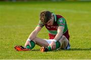 4 October 2015; A dejected Liam  McGoldrick, Coleraine,  after the game. Derry County Senior Football Championship Final, Coleraine v Slaughtneil, Celtic Park, Derry. Picture credit: Oliver McVeigh / SPORTSFILE