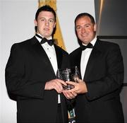 14 May 2009; Ballynahinch flanker Willie Faloon, left, receives the Phoenix Ulster Academy Player of the year Award from Alastair Pollock, Retail Operations Director of Phoenix Gas, during the Ulster Rugby Awards 08:09 at the Ramada Hotel Belfast, Co. Antrim. Picture credit: John Dickson / SPORTSFILE *** Local Caption ***