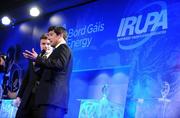 6 May 2009; Leinster's Brian O'Driscoll being interviewed by MC Craig Doyle at the Bord Gais Energy IRUPA Rugby Player Awards. Burlington Hotel, Dublin. Picture credit: Brendan Moran / SPORTSFILE