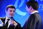 6 May 2009; Bord Gais Energy IRUPA Players' Player of the Year winner Brian O'Driscoll being interviewed by MC Craig Doyle at the Bord Gais Energy IRUPA Rugby Player Awards. Burlington Hotel, Dublin. Picture credit: Brendan Moran / SPORTSFILE