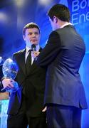 6 May 2009; Bord Gais Energy IRUPA Players' Player of the Year winner Brian O'Driscoll being interviewed by MC Craig Doyle at the Bord Gais Energy IRUPA Rugby Player Awards. Burlington Hotel, Dublin. Picture credit: Brendan Moran / SPORTSFILE