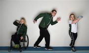 6 October 2015; Deirdre Mongan, left, shot putt, Jason Smyth, 100m & 200m Paralympic champion, and Niamh McCarthy, discus, at the announcement of the nine strong Irish team for the upcoming IPC Paralympic Athletics World Championships in Doha, Qatar, from October 22nd - 31st. The Irish team is proudly sponsored by Allianz Ireland. National High Performance Training Centre, Blanchardstown, Co. Dublin. Photo by Sportsfile