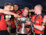 15 May 2009; Munster players, from left,Niall Ronan, Tony Buckley, Frankie Sheahan and Keith Earls celebrate with the Magners League Trophy. Magners League, Munster v Neath Swansea Ospreys, Thomond Park, Limerick. Picture credit: Pat Murphy / SPORTSFILE
