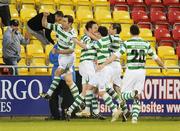 16 May 2009; Shamrock Rovers players celebrate after Gary Twigg scored their second and winning goal late in the game. League of Ireland Premier Division, Shamrock Rovers v Bohemians, Tallaght Stadium, Dublin. Picture credit: Brendan Moran / SPORTSFILE