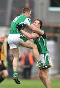 17 May 2009; Fermanagh captain Martin McGrath, left, celebrates with team-mate James Sherry at the end of the game. Ulster GAA Football Senior Championship, First Round, Fermanagh v Down, Brewster Park, Enniskillen, Co. Fermanagh. Picture credit: David Maher / SPORTSFILE