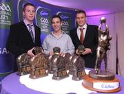 19 May 2009; Cork players, from left, Colm O'Neill, Colm O'Driscoll and Ciaran Sheehan who were shortlisted for the 2009 Cadbury Hero of the Future award. They were three of fifteen shortlisted players for the Award which was won by Colm O'Neill from Cork. All nominees can be seen on www.cadburygaau21.com. Past winners Fintan Gould, from Cork, Killian Young, from Kerry, and Keith Higgins, from Mayo, have gone on to represent their counties at Senior Level. Croke Park, Dublin. Photo by Sportsfile