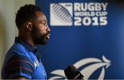 8 October 2015; France's Fulgence Ouedraogo speaks to the media during a press conference. France Rugby Press Conference, 2015 Rugby World Cup. Vale Resort, Hensol, Wales. Picture credit: Brendan Moran / SPORTSFILE