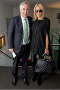 8 October 2015; FAI Chief Executive John Delaney arrives with Emma English before delivering his address during the FAI Stakeholders Conference. Lansdowne RFC, Lansdowne Road, Dublin. Picture credit: Cody Glenn / SPORTSFILE