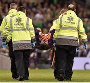 8 October 2015; Shay Given, Republic of Ireland, is stretchered off the field after sustaining an injury in the first half. UEFA EURO 2016 Championship Qualifier, Group D, Republic of Ireland v Germany. Aviva Stadium, Lansdowne Road, Dublin. Picture credit: Matt Browne / SPORTSFILE