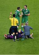 8 October 2015; Shay Given, Republic of Ireland, lies on the pitch after picking up an injury. UEFA EURO 2016 Championship Qualifier, Group D, Republic of Ireland v Germany. Aviva Stadium, Lansdowne Road, Dublin. Picture credit: Cody Glenn / SPORTSFILE