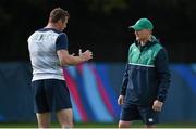 9 October 2015; Ireland's Tommy Bowe, left, with head coach Joe Schmidt during squad training. 2015 Rugby World Cup, Ireland Rugby Squad Training. Newport High School, Newport, Wales. Picture credit: Brendan Moran / SPORTSFILE