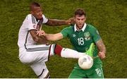 8 October 2015; Daryl Murphy, Republic of Ireland, in action against Jérôme Boateng, Germany. UEFA EURO 2016 Championship Qualifier, Group D, Republic of Ireland v Germany. Aviva Stadium, Lansdowne Road, Dublin. Picture credit: Stephen McCarthy / SPORTSFILE