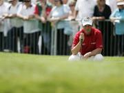 22 May 2009; Northern Ireland's Darren Clarke lines up a putt during round 2 of the BMW PGA Championship. Wentworth Golf Club, Virginia Water, Surrey, England. Picture credit: Tim Hales / SPORTSFILE