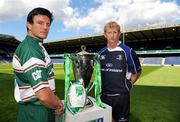 22 May 2009; Leicester club captain Martin Corry, left, with Leinster captain Leo Cullen and the Heineken Cup at a photocall ahead of the Final on Saturday. Murrayfield Stadium, Edinburgh, Scotland. Picture credit: Brendan Moran / SPORTSFILE