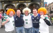 23 May 2009; Leinster and Leicester Tigers fans, left to right, Dean Peden, Alan Smullen, Paul Carter, Robert Hollingsworth and Mark Holyoak ahead of the game. Heineken Cup Final, Leinster v Leicester Tigers, Murrayfield Stadium, Edinburgh, Scotland. Picture credit: Ray McManus / SPORTSFILE