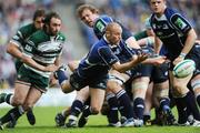 23 May 2009; Chris Whitaker, Leinster, releases the ball under pressure from Julian Dupuy, Leicester Tigers. Heineken Cup Final, Leinster v Leicester Tigers, Murrayfield Stadium, Edinburgh, Scotland. Picture credit: Ray McManus / SPORTSFILE