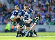 23 May 2009; Jonathan Sexton, Leinster, is tackled by Sam Vesty, above, and Julien Dupuy, Leicester Tigers. Heineken Cup Final, Leinster v Leicester Tigers, Murrayfield Stadium, Edinburgh, Scotland. Picture credit: Matt Browne / SPORTSFILE