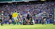 23 May 2009; Jamie Heaslip, Leinster, scores his side's first try. Heineken Cup Final, Leinster v Leicester Tigers, Murrayfield Stadium, Edinburgh, Scotland. Picture credit: Ray McManus / SPORTSFILE