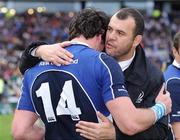 23 May 2009; Leinster head coach Michael Cheika with Shane Horgan after the game. Heineken Cup Final, Leinster v Leicester Tigers, Murrayfield Stadium, Edinburgh, Scotland. Picture credit: Brendan Moran / SPORTSFILE