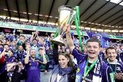 23 May 2009; Brian O'Driscoll, Leinster, celebrates after the game with his fiancee Amy Huberman. Heineken Cup Final, Leinster v Leicester Tigers, Murrayfield Stadium, Edinburgh, Scotland. Picture credit: Matt Browne / SPORTSFILE