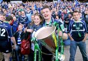 23 May 2009; Brian O'Driscoll, Leinster, celebrates after the game with his fiancee Amy Huberman. Heineken Cup Final, Leinster v Leicester Tigers, Murrayfield Stadium, Edinburgh, Scotland. Picture credit: Matt Browne / SPORTSFILE