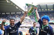23 May 2009; Leinster's Stan Wright, left, and Bernard Jackman celebrate with the cup. Heineken Cup Final, Leinster v Leicester Tigers, Murrayfield Stadium, Edinburgh, Scotland. Picture credit: Ray McManus / SPORTSFILE