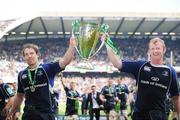 23 May 2009; Leinster's Rocky Elsom, left, and Leo Cullen celebrate with the cup. Heineken Cup Final, Leinster v Leicester Tigers, Murrayfield Stadium, Edinburgh, Scotland. Picture credit: Ray McManus / SPORTSFILE