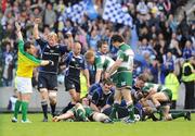 23 May 2009; Leinster captain Leo Cullen celebrates his side being awarded a penalty in the last second's of the game. Heineken Cup Final, Leinster v Leicester Tigers, Murrayfield Stadium, Edinburgh, Scotland. Picture credit: Ray McManus / SPORTSFILE