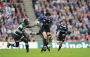 23 May 2009; Shane Horgan, Leinster, is tackled by Leicester Tigers' players Benjamin Kayser and Ayoola Erinle, left. Heineken Cup Final, Leinster v Leicester Tigers, Murrayfield Stadium, Edinburgh, Scotland. Picture credit: Ray McManus / SPORTSFILE