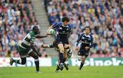 23 May 2009; Shane Horgan, Leinster, is tackled by Leicester Tigers' players Benjamin Kayser and Ayoola Erinle, left. Heineken Cup Final, Leinster v Leicester Tigers, Murrayfield Stadium, Edinburgh, Scotland. Picture credit: Ray McManus / SPORTSFILE