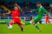 9 October 2015; Jack Byrne, Republic of Ireland, in action against Julius Aleksandravicius, Lithuania. UEFA Euro 2017 U21 Championship Qualifier, Group 2, Republic of Ireland v Lithuania. RSC, Waterford. Picture credit: Piaras Ó Mídheach / SPORTSFILE