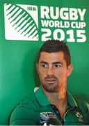 9 October 2015; Ireland's Rob Kearney during a press conference. 2015 Rugby World Cup, Ireland Rugby Press Conference. Celtic Manor Resort, Newport, Wales. Picture credit: Brendan Moran / SPORTSFILE