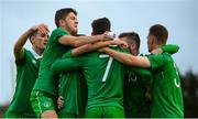 9 October 2015; Republic of Ireland players celebrate their side's first goal with scorer Callum O'Dowda, 7. UEFA Euro 2017 U21 Championship Qualifier, Group 2, Republic of Ireland v Lithuania. RSC, Waterford. Picture credit: Piaras Ó Mídheach / SPORTSFILE