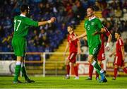 9 October 2015; Alan Browne, right, Republic of Ireland, celebrates scoring his side's third goal with team-mate  Dylan Connolly. UEFA Euro 2017 U21 Championship Qualifier, Group 2, Republic of Ireland v Lithuania. RSC, Waterford. Picture credit: Piaras Ó Mídheach / SPORTSFILE