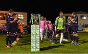 9 October 2015; Wexford Youths FC team captain Graham Doyle leads his players out past a guard of honor from Shelbourne players. SSE Airtricity League Premier Division, Wexford Youths FC v Shelbourne. Ferrycarrig Park, Wexford. Picture credit: Matt Browne / SPORTSFILE