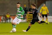 9 October 2015; Michael Drennan, Shamrock Rovers, in action against Darren Meenan, Dundalk. SSE Airtricity League, Premier Division, Shamrock Rovers v Dundalk. Tallaght Stadium, Tallaght, Co. Dublin. Picture credit: Seb Daly / SPORTSFILE