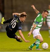 9 October 2015; Gary McCabe, Shamrock Rovers, in action against Ronan Finn, Dundalk. SSE Airtricity League, Premier Division, Shamrock Rovers v Dundalk. Tallaght Stadium, Tallaght, Co. Dublin. Picture credit: Seb Daly / SPORTSFILE