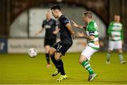 9 October 2015; Richard Towell, Dundalk, in action against Gary McCabe, Shamrock Rovers. SSE Airtricity League, Premier Division, Shamrock Rovers v Dundalk. Tallaght Stadium, Tallaght, Co. Dublin. Picture credit: Seb Daly / SPORTSFILE