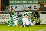 9 October 2015; Danny North, left, Shamrock Rovers, celebrates scoring his team's opening goal. SSE Airtricity League, Premier Division, Shamrock Rovers v Dundalk. Tallaght Stadium, Tallaght, Co. Dublin. Picture credit: Seb Daly / SPORTSFILE