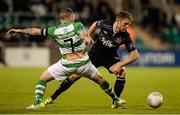 9 October 2015; Paddy Barrett, Dundalk, in action against Gary McCabe, Shamrock Rovers. SSE Airtricity League, Premier Division, Shamrock Rovers v Dundalk. Tallaght Stadium, Tallaght, Co. Dublin. Picture credit: Seb Daly / SPORTSFILE